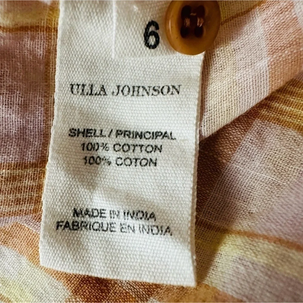 Ulla Johnson Nour Blouse Plaid Lilac Cotton Puff Sleeve Top 6